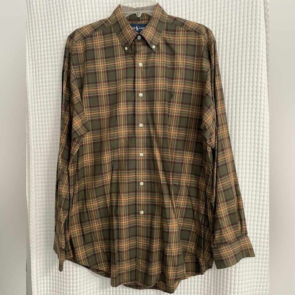 Men's Ralph Lauren Plaid Dress Shirt. Size M.